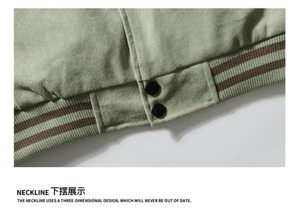 Hip Hop Men's Suede Embroidered Varsity Jacket Color Block Letter Graphic Long Sleeve Baseball Jacket Bomber Coat