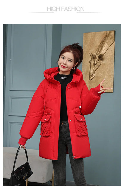 New Winter Women Jacket Coats Long Parkas Female Down Cotton Hooded Overcoat Thick Warm Jackets Windproof Female Outerwear