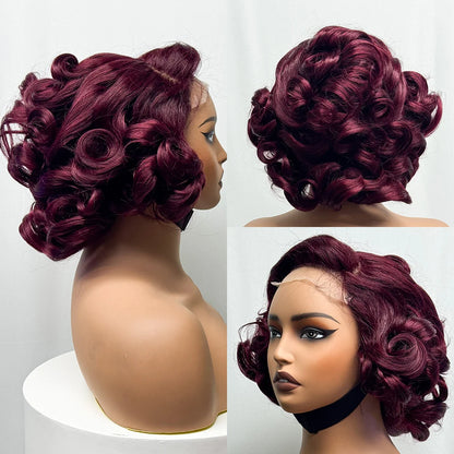 250% Density  5x5 Lace Closure Wig Short Loose Bouncy  Wig 100% Human Hair Loose Bouncy Human Hair Wig For Black Women