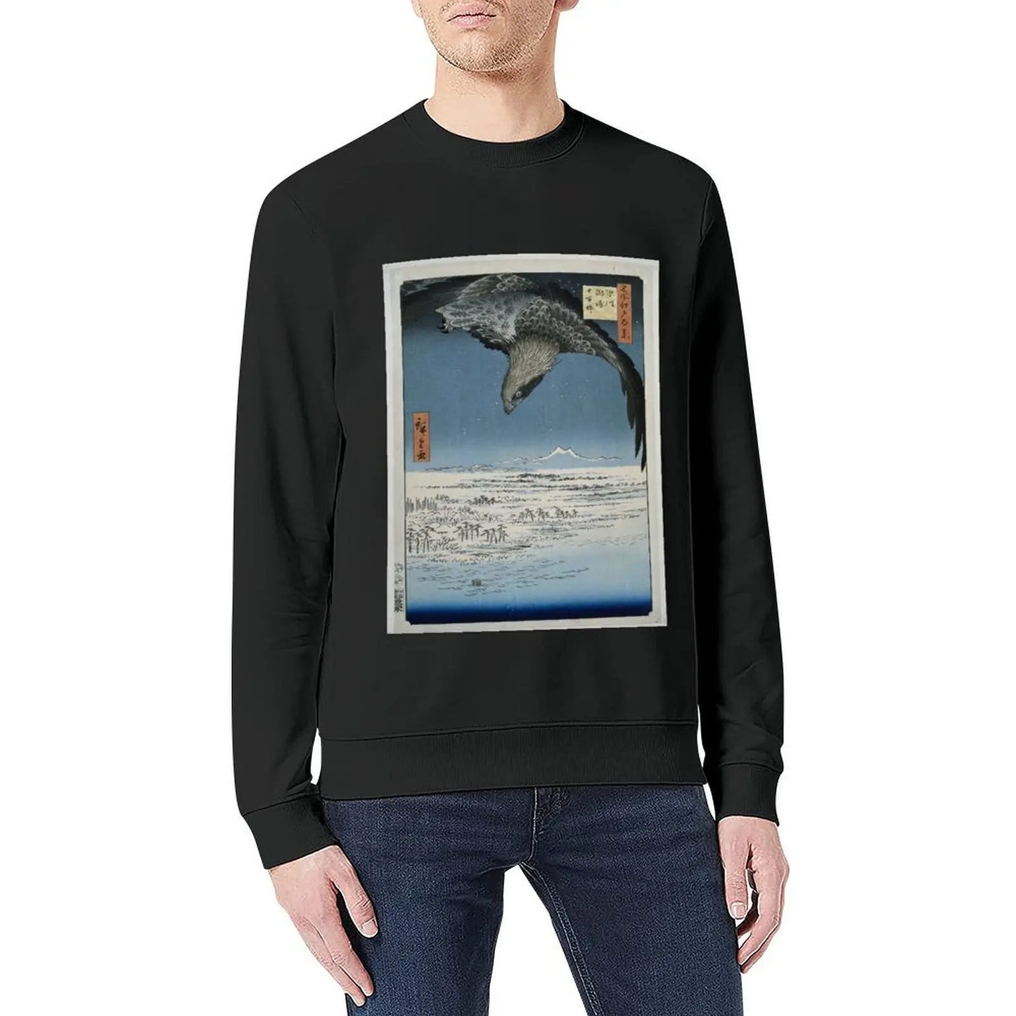 HIROSHIGE HAWK UKIYO-E Pullover anime clothes men clothing clothes for men men wear new sweatshirt