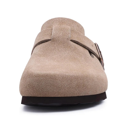 Crestar Fashion Clogs Slippers For Women Classic Suede Men Mules Cork Footbed Leather Potato Shoes With Arch Support Beach Slide