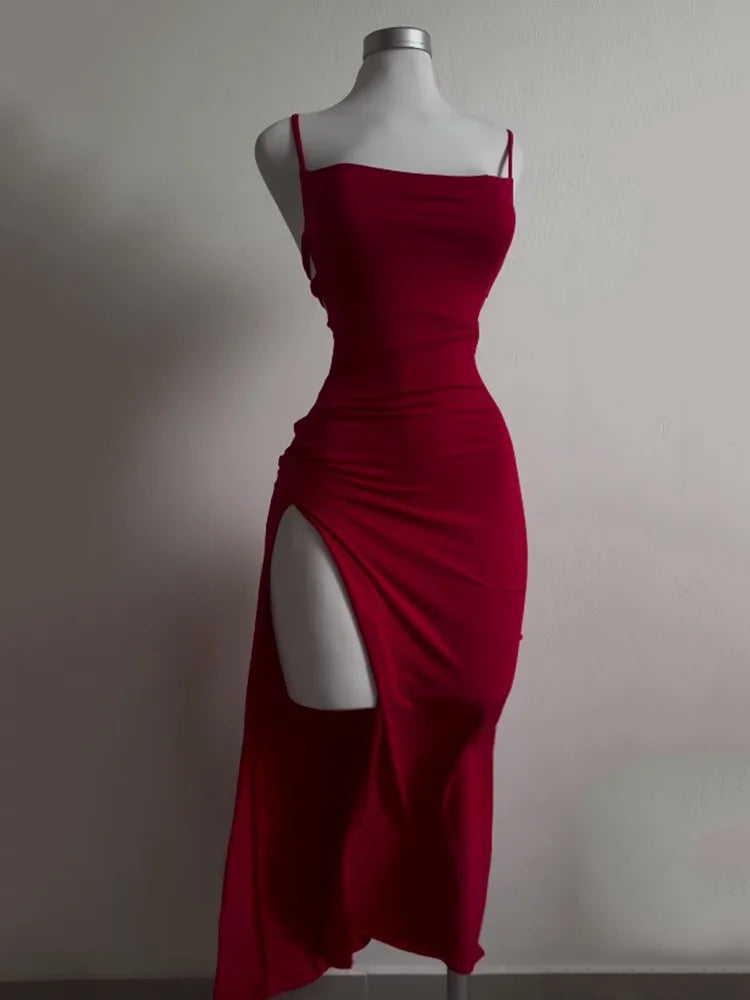 2025 explosive new dress summer high sensibility halter strap Spice Girl bag hip dress