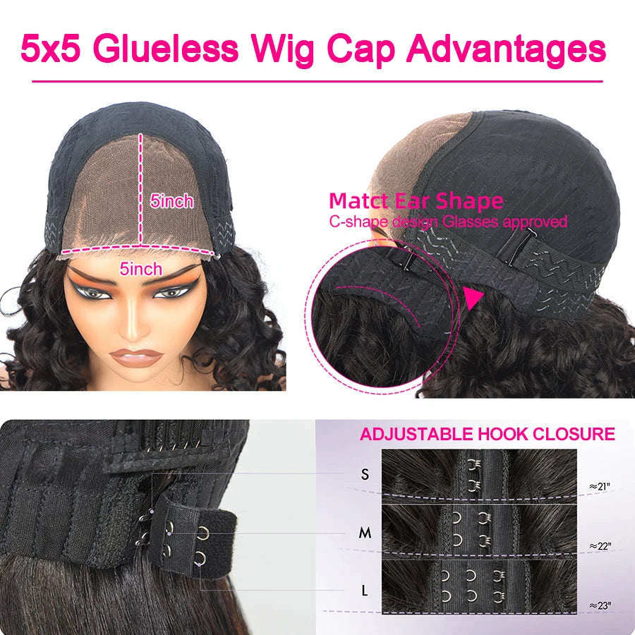 Highlight Black Red Blonde Wig Human Hair 5x5 Glueless Body Wave  Balayage Colored Wigs Human Hair Pre Plucked 180% Density