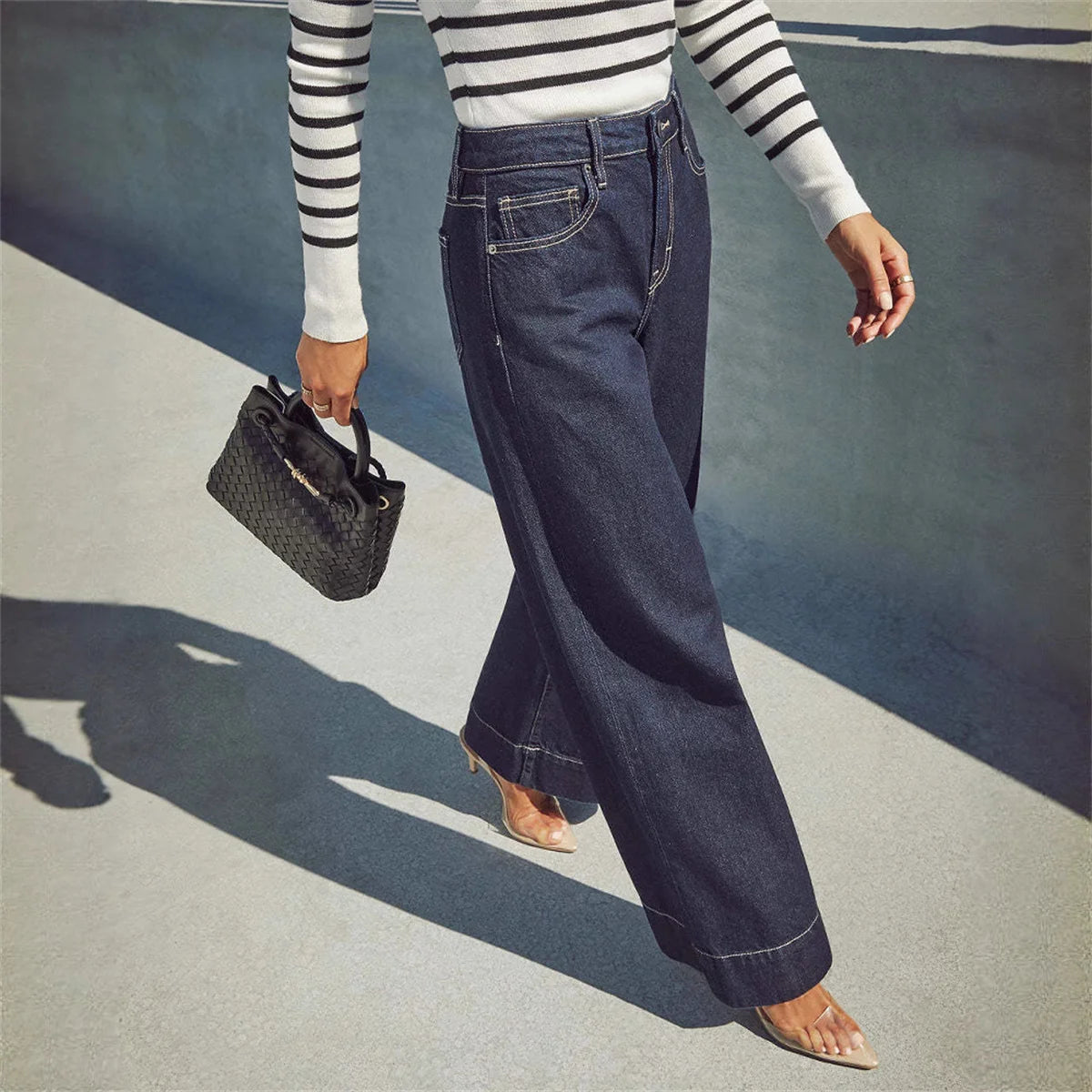 Fashion Wide Leg Jeans Women 2026 Spring Autumn New Retro High Waist Pant Solid Chic Casual Trousers Office Lady Street Pants
