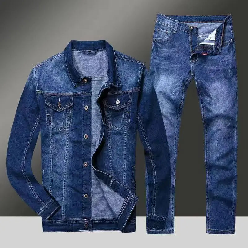 Spring Autumn Men's Denim Suit Loose Korean Trendy Two-Piece Versatile Outerwear Casual Jacket Denim sets