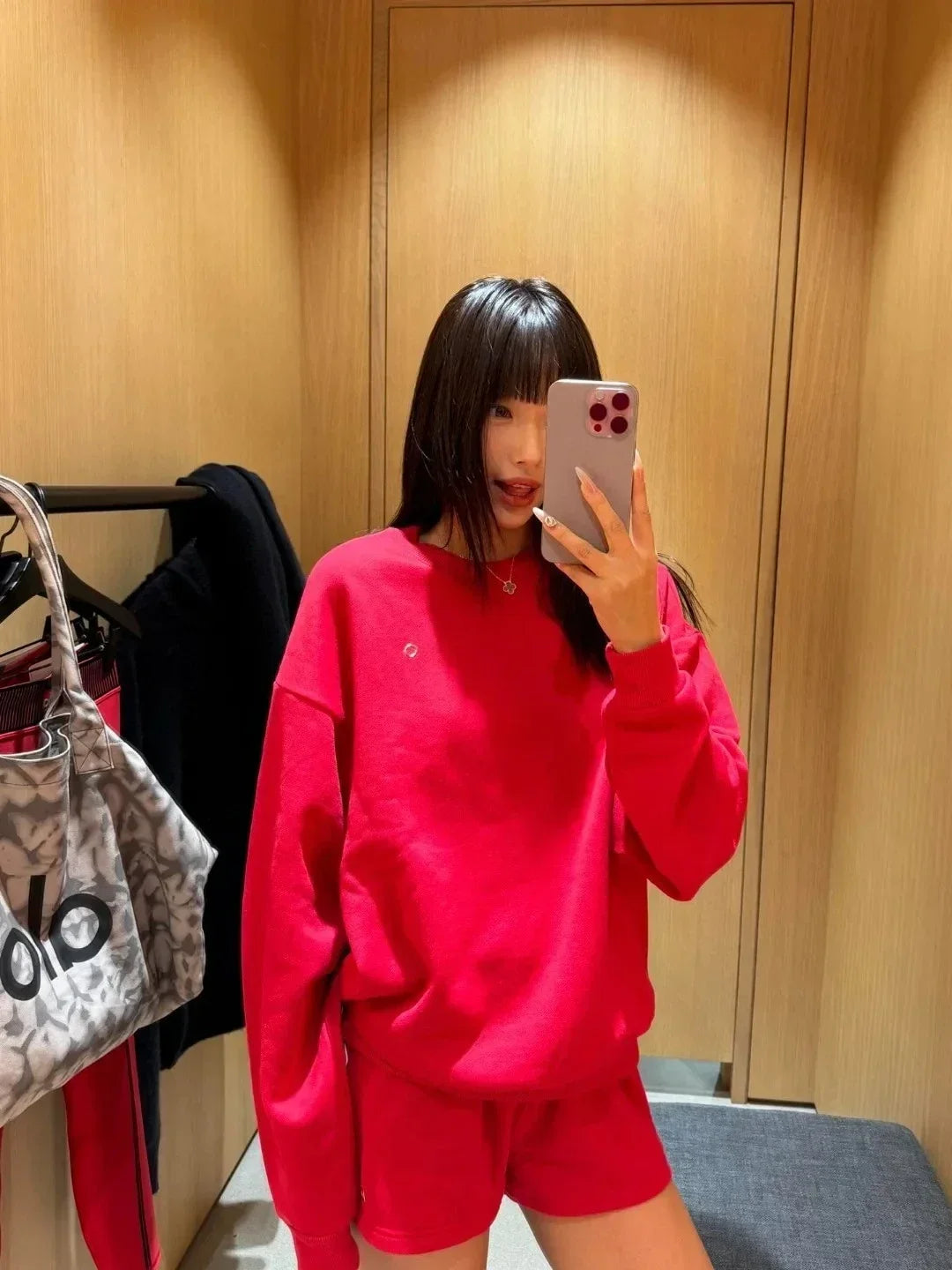 Black Red Classic Letter Loose Casual Pullovers O-Neck Solid Women's Sports Sweatshirts Fashion Long Sleeve Hoodies for Women