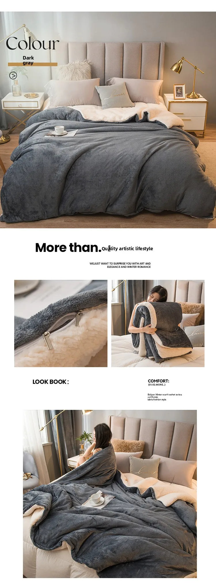 Solid Color Thickening Lamb Wool Multifunctional Duvet Blanket Bed Cover Bedspread on The Bed Keep Warm Winter Bed Blankets