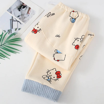 Mickey Thermal Winter Maternity Pajama Pants Adjustable Waistband Soft Fleece Pregnant Women Sleepwear for Autumn Winter Nursing