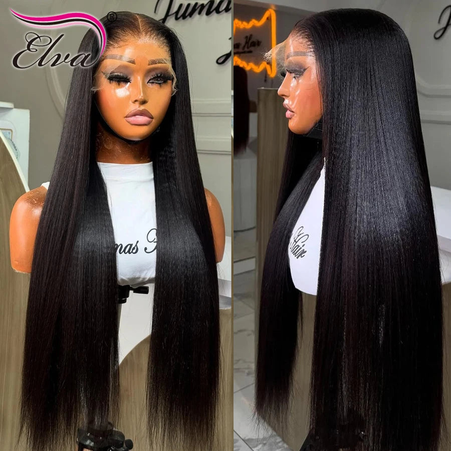 Raw Hair 13x6 HD Transparent Lace Full Frontal Human Hair Wigs Silky Straight Melt Skins Pre Plucked Bleached Knots Brazilian