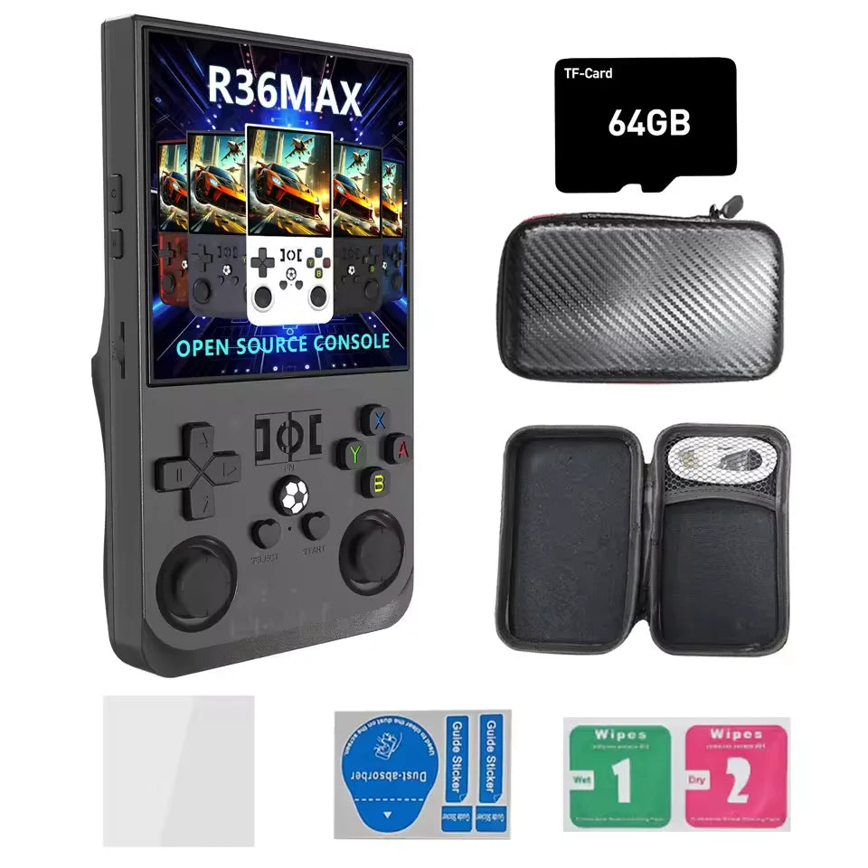 Open Source R36Max 4 Inch IPS Screen Retro Handheld Video Game Console Linux System Portable Pocket Game Player RK3326 Chip