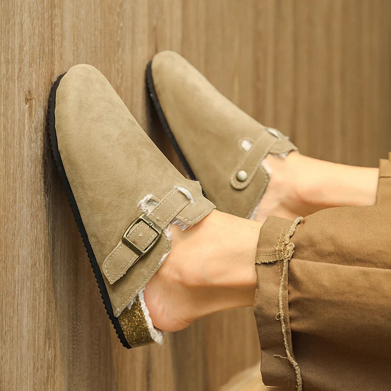Men Suede Leather Mules Women Comfort Potato Shoes with Arch Support Cork Winter Shoes Fashion Clogs Men Cork Footbed Mens Clogs