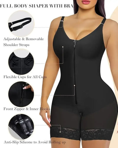 Women's Belly Tummy Control Butt Lifting Zipper Postpartum BodyShaper Fajas Colombian Double Compression Corset Waist Trainer