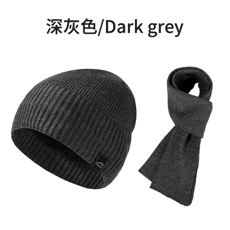 Winter Men's  Women's Warm Set Outdoor Plush Thick Windproof Ear Protection Knit Hat Scarf Two Piece Set Mens Hats 4m839