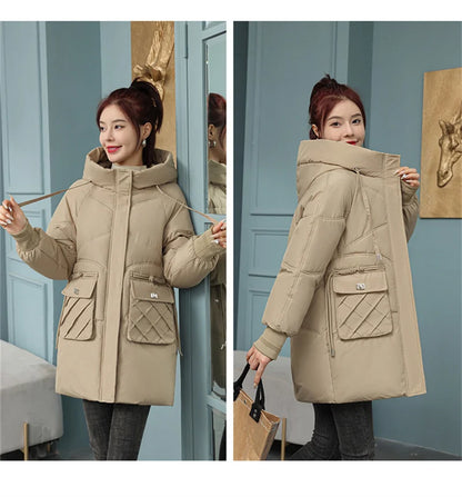 New Winter Women Jacket Coats Long Parkas Female Down Cotton Hooded Overcoat Thick Warm Jackets Windproof Female Outerwear
