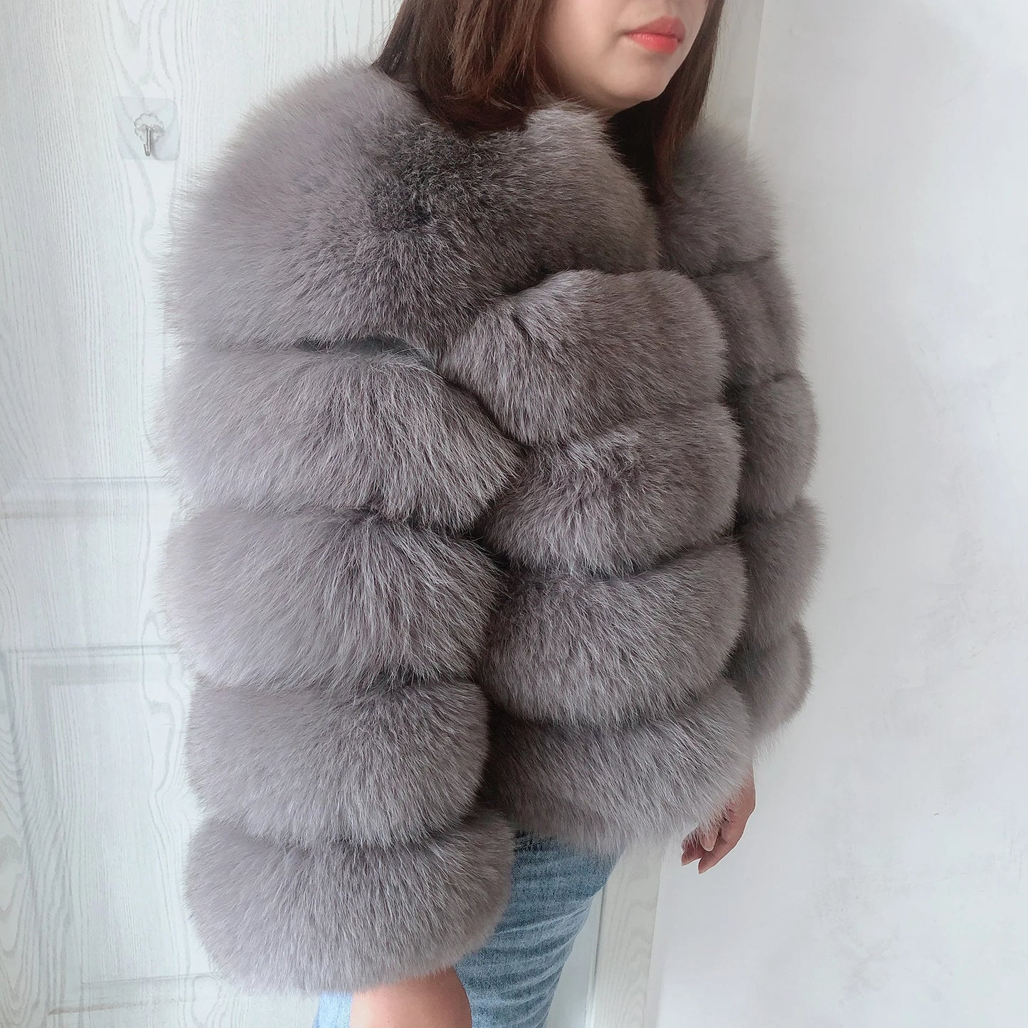 New Real fox fur coat women's winter warm 100% natural fur jacket Short Raccoon fur coat women's  high quality hot sale