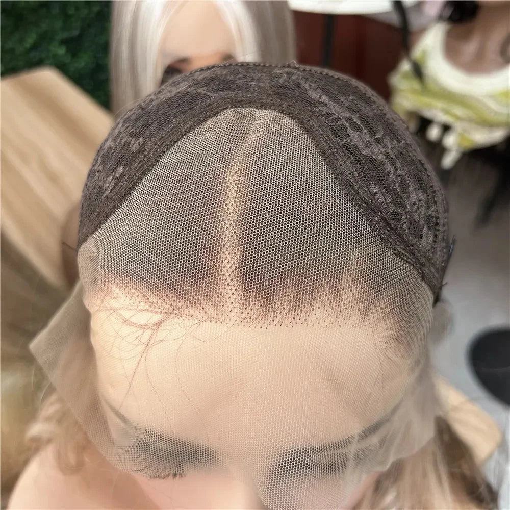 Long Blonde Wig for Women Middle Part Ombre Blonde Wavy Wigs Natural Looking Synthetic Heat Resistant Fiber Wigs for Daily Party