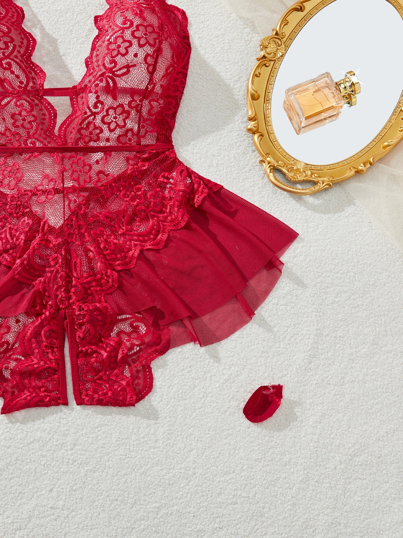 Plus Size 4XL Erotic Backless Deep V Sexy Lingerie Transparent Floral Lace Women Night Dress Teddy Babydoll Crotchless Underwear