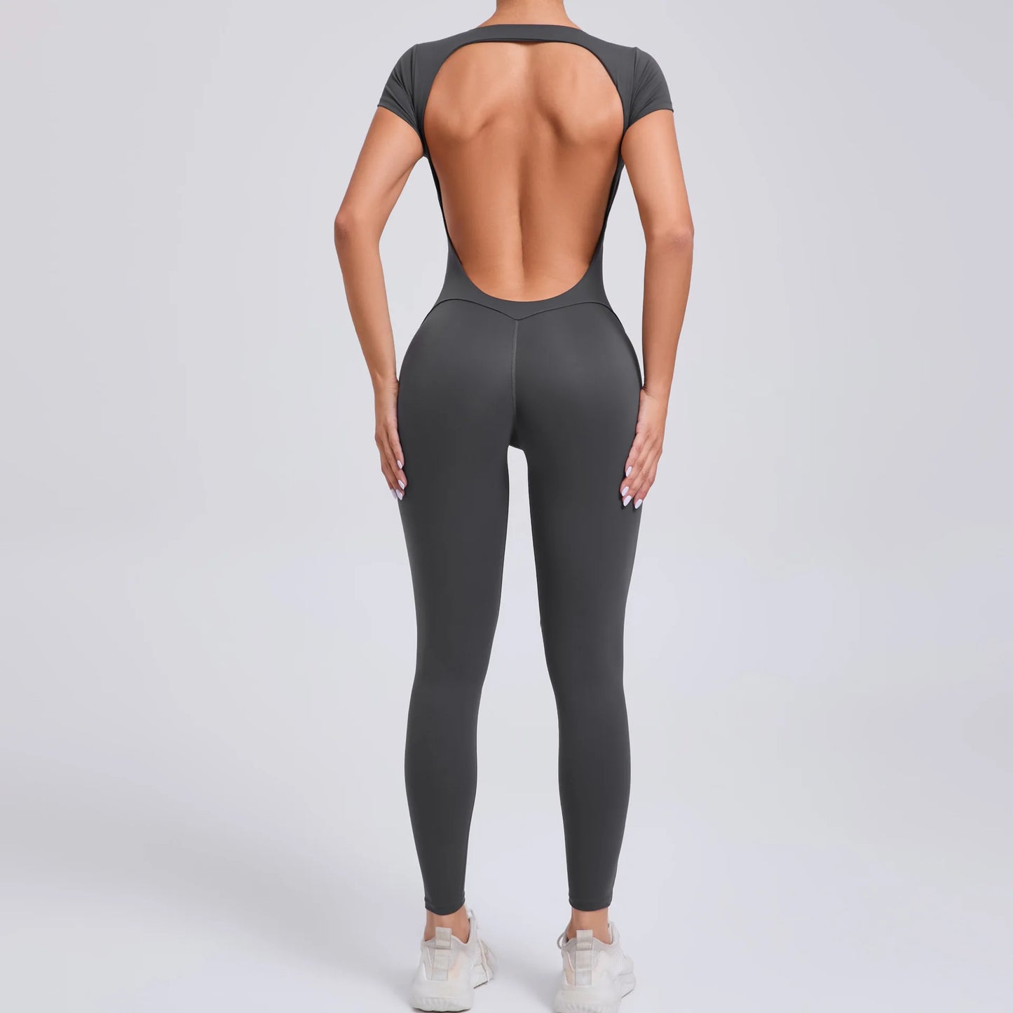 One-Piece Pad Jumpsuit for Women Workout Clothing Sports Bodysuit Open Back Yoga Sets Gym Tracksuits Activewear