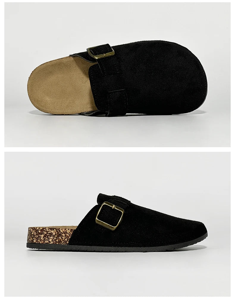 Women's Casual Closed Toe Flip-flops Summer Outdoor Slippers Couple's Flannel Sandals Comfortable Non-slip Wear-resistant Slides