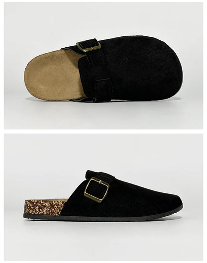 Women's Casual Closed Toe Flip-flops Summer Outdoor Slippers Couple's Flannel Sandals Comfortable Non-slip Wear-resistant Slides