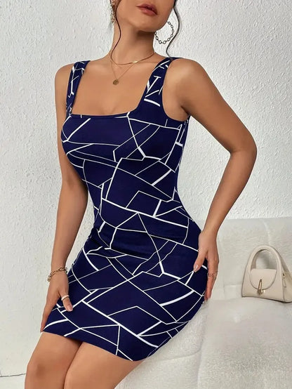 2025 Summer New Arrival: Chic Camisole Dress with Temperament Print for Women – European & American Style, Sexy & Trendy, Body-h