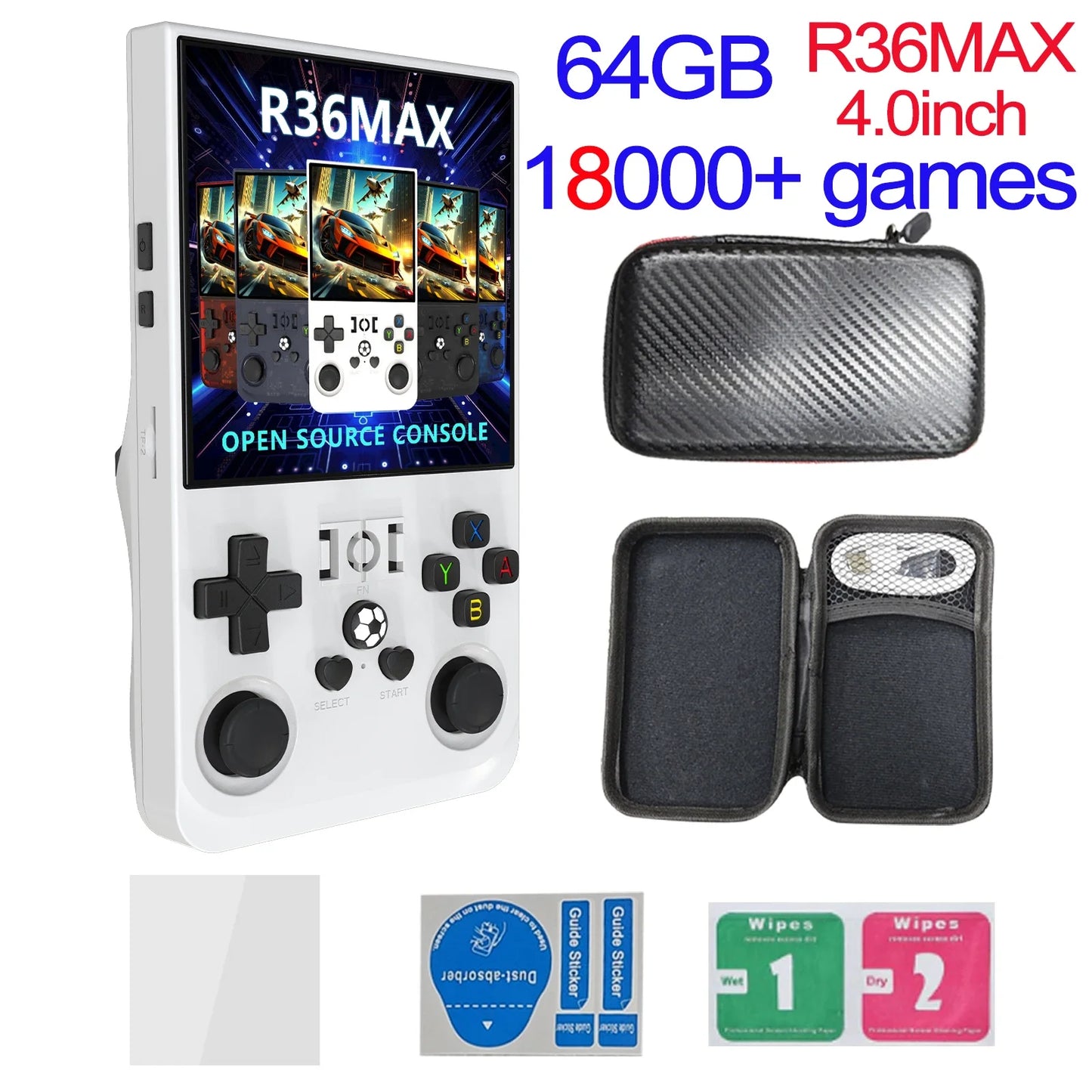 R36MAX Game Console 64GB 128GB 18000+GAMES Linux System 4.0inch K36 vs R36S 3.5inch Pocket Video Player No Download Required
