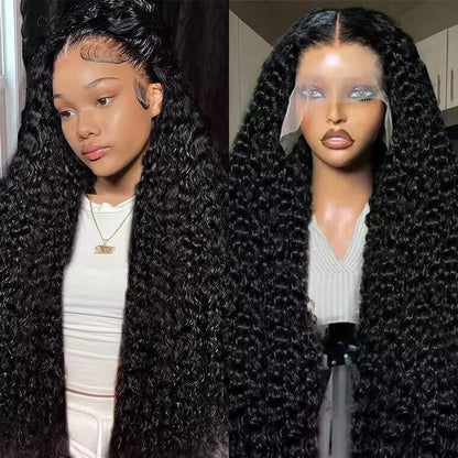 5x5 HD Transparent Lace Deep Wave Frontal Wig 40 46 Inches Hd Lace Frontal Human Hair Wigs For Women Pre Plucked 200 Density