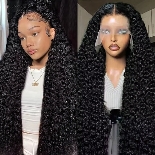 5x5 HD Transparent Lace Deep Wave Frontal Wig 40 46 Inches Hd Lace Frontal Human Hair Wigs For Women Pre Plucked 200 Density