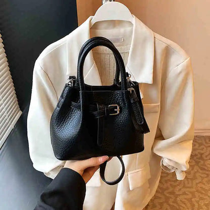 Fashion Red Bucket handbags Korean Casual Simple One Shoulder Bags Summer Female Temperament Versatile PU Crossbody Bag