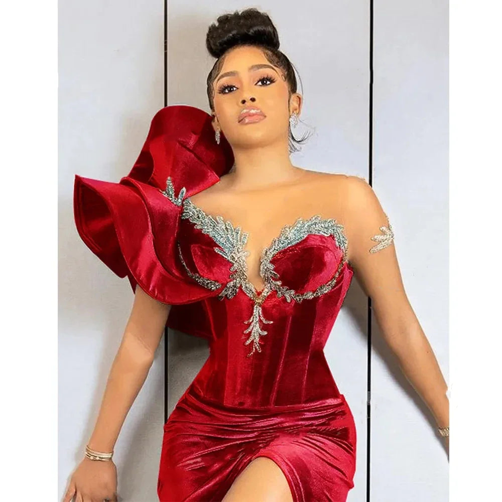 Elegant Black Mermaid Evening Dress Sweetheart One Shoulder High Split Sleeveless Satin Ball Dress Tank Top Customization