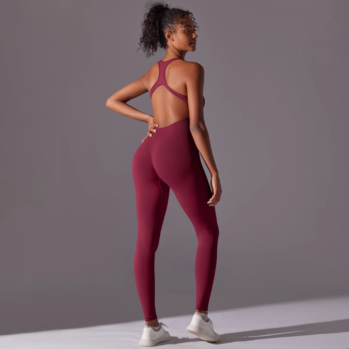 Sexy Back V Jumpsuit Gym Set Women Training Yoga Suit Sportswear Women Sports Jumpsuit Fitness Rompers Stretch Workout Bodysuits