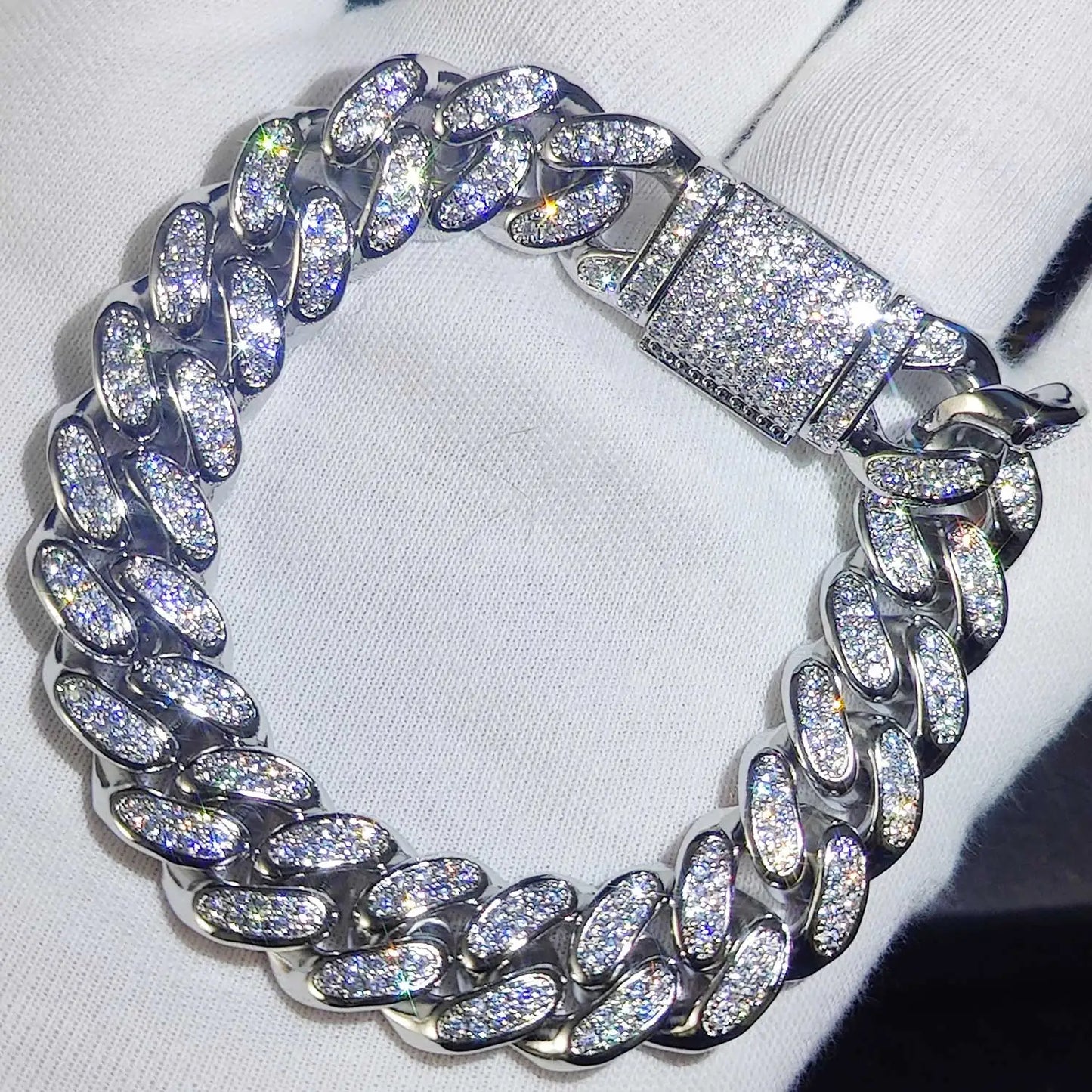 Luxury Jewelry Bling CZ Cuban Link Bracelet Two Row Zircon Copper Miami Cuban Bracelet Iced Out Hip Hop Men Women