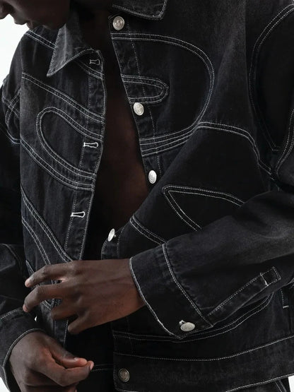 New Retro Striped Embroidery Fashion Loose Men Suit Street Hip Hop Harajuku Y2K Casual Oversized Single Breasted Jacket