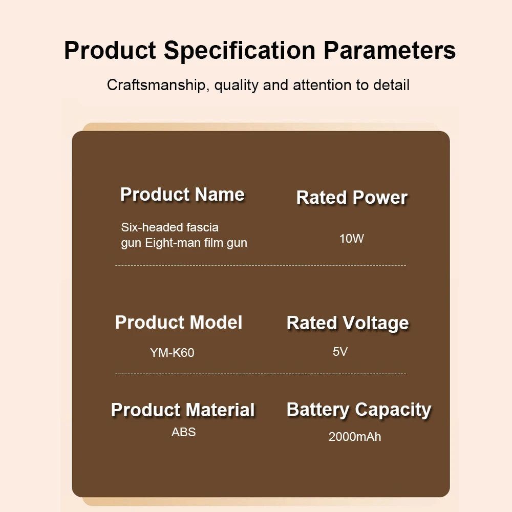 Fascia Gun Muscle Massager Gun High Frequency Back Waist Massage Machine Six-head Body Shoulder Professional Fascia Massage Gun