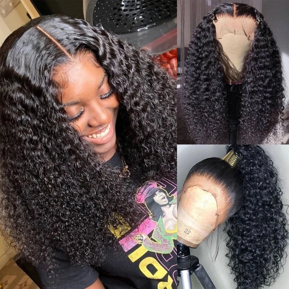 Kinky Curly 13x4 Lace Front Human Hair Wigs For Women 30 inch Indian Deep Curly Lace Frontal Wig Wet And Wavy Lace Closure Wigs