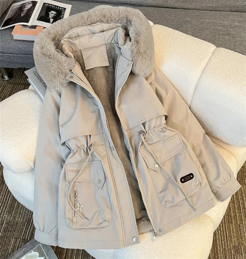 Winter Parkas Jacket Women 2025 New Fashion Korean Loose Hooded Thick Warm Casual Cotton Padded Coat Female Overcoat Casual Tops