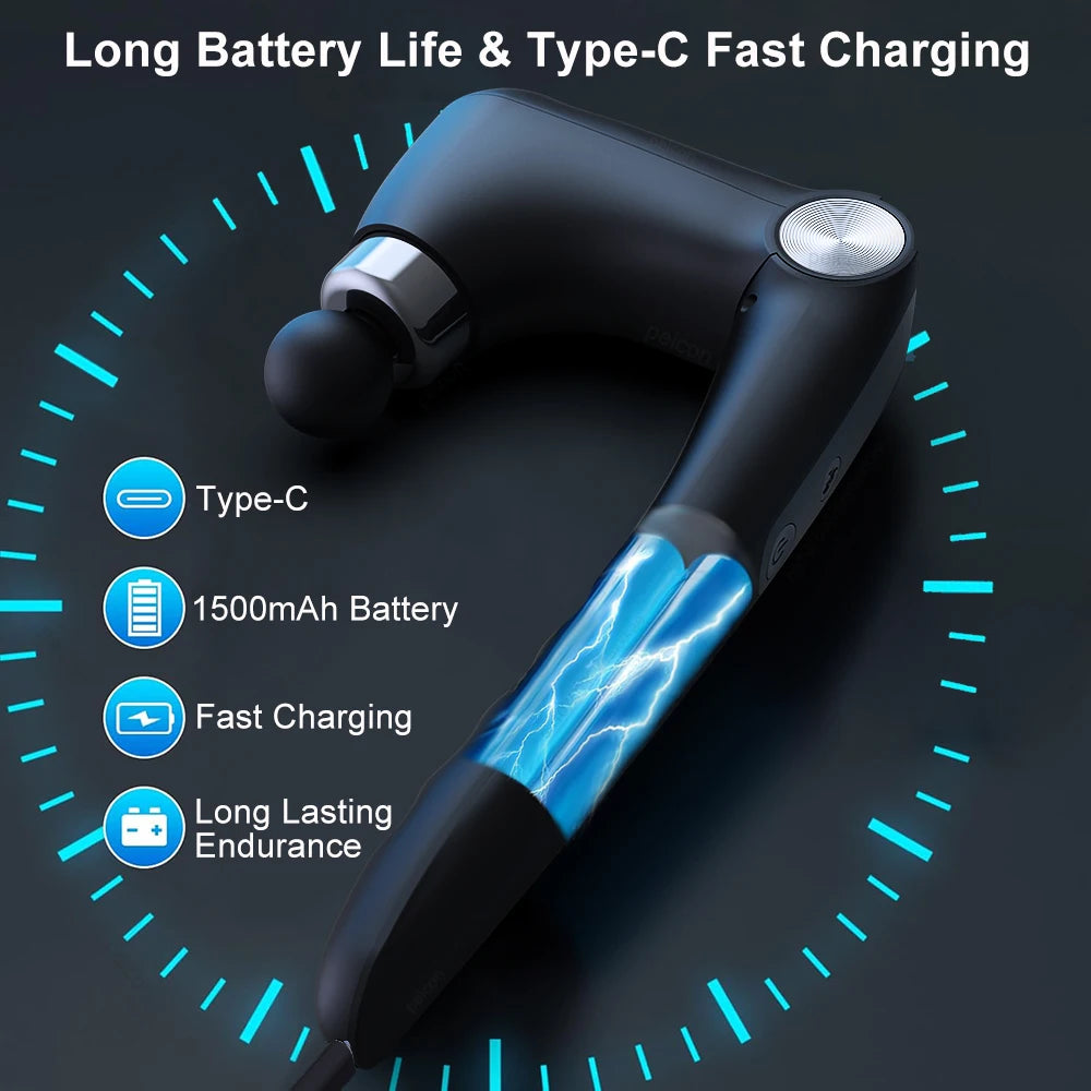 Fascia Massage Gun Shoulder Massage Machine Electric Muscle Massager Gun High Frequency Back Waist Neck Body Massage with Handle