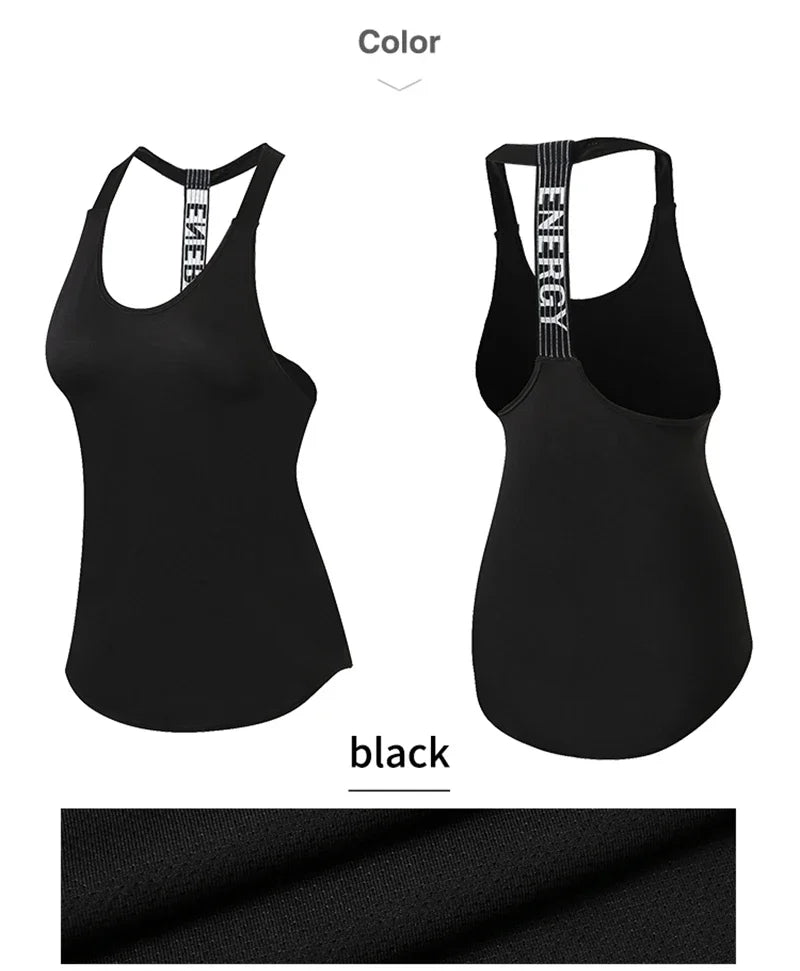 Women Gym Tops Black Sleeveless Yoga Top Women Fitness Shirt Gym Vest Running workout Sports Tops Letter Backless Shirt