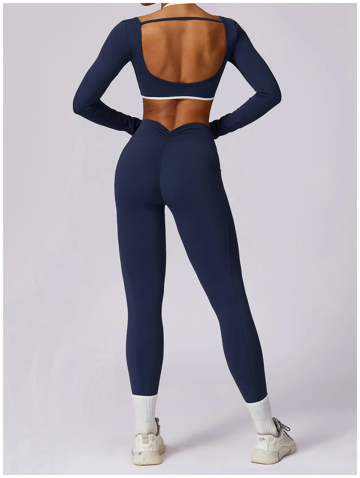 Sexy Yoga Women's 2 Pieces Gym Sports Suit Workout Clothing Long Sleeve Gym Crop Top High Waist Leggings Fitness Bra Sportswear