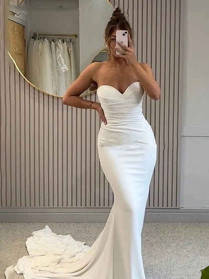 DREAM Customized Elegant Long Wedding Dresses Sweetheart Backless Floor-Length Mermaid Brides Dress Women Vestidos De Novias