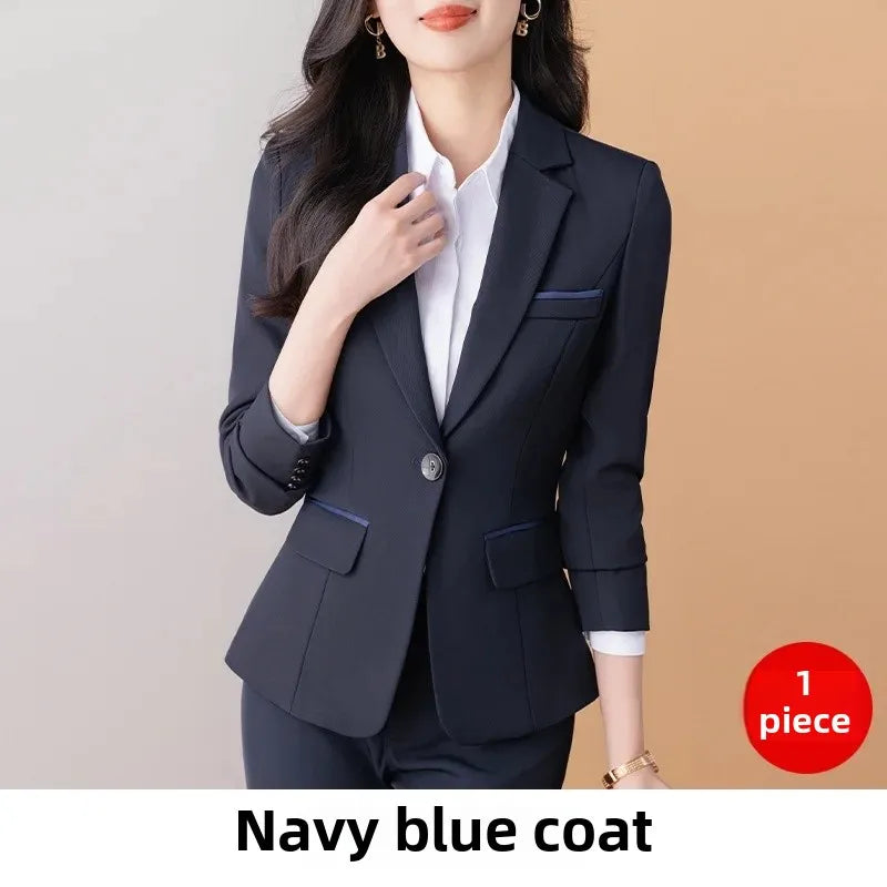 Elegant Western-Style Black Suit Jacket For Women Fashionable Professional Workwear Ideal For Interviews And Office Settings