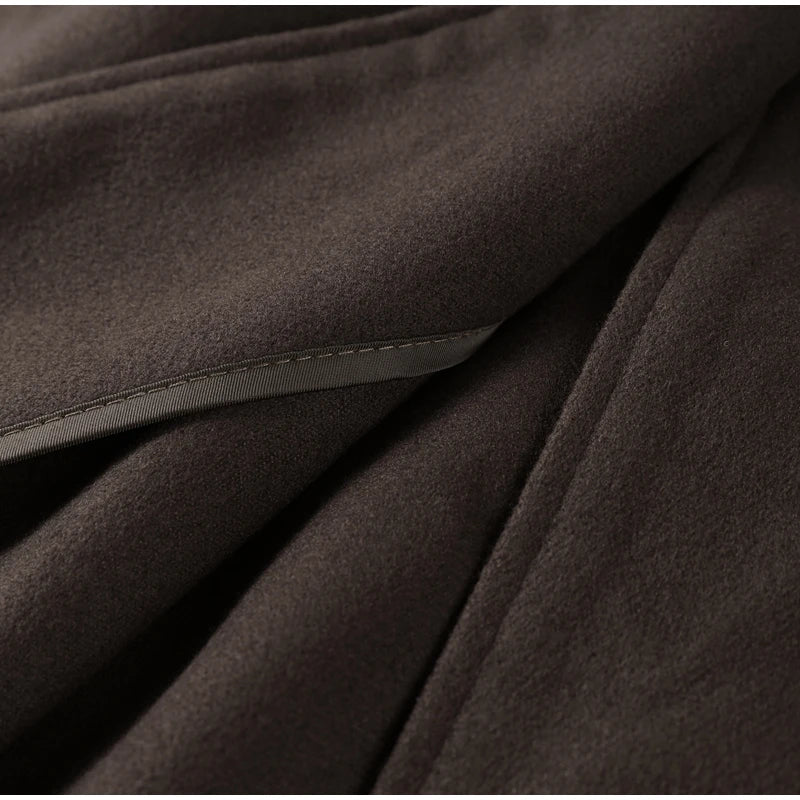 Elegant Fleece Women's Coats Solid Stand Long Sleeve Belted Lace-Up Button Jackets 2025 Autumn Winter Outerwear Female Tops