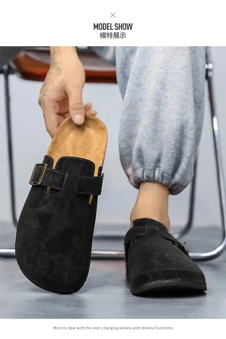 Couple Cork Clogs Slippers Fashion Soft Footbed Suede Beach Slides With Arch Support Girls Outdoor Muller Shoes womens sandals