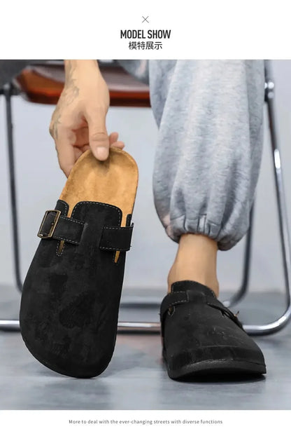 Couple Cork Clogs Slippers Fashion Soft Footbed Suede Beach Slides With Arch Support Girls Outdoor Muller Shoes womens sandals