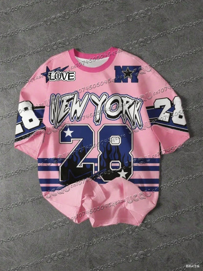 Men's Sports Jersey New York 28 Print Short Sleeve T-Shirt Summer Graphic Tee Baseball Jerseys Plus Size Women's Sport T-Shirt
