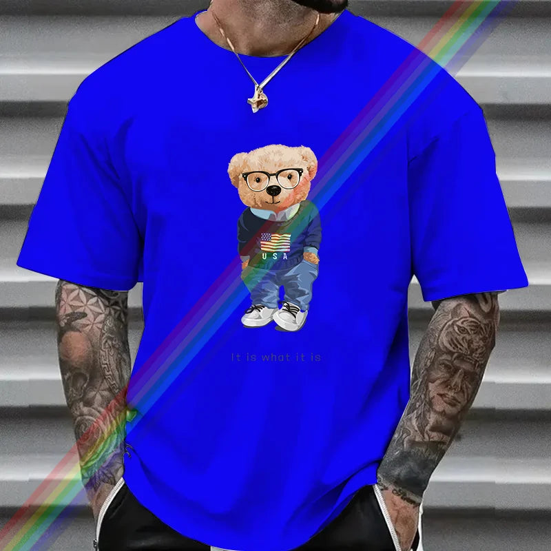 2024 Women Men T Shirt High-quality 100% Cotton T-Shirt Bear Print Streetwear Brand Casual Clothing Summer Big Size Fashion Tops