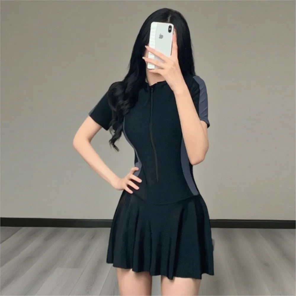 Conservative Swimsuits women's skirt-style Sportswear Slim And Simple Spring women's Racing Swimming Swimsuits