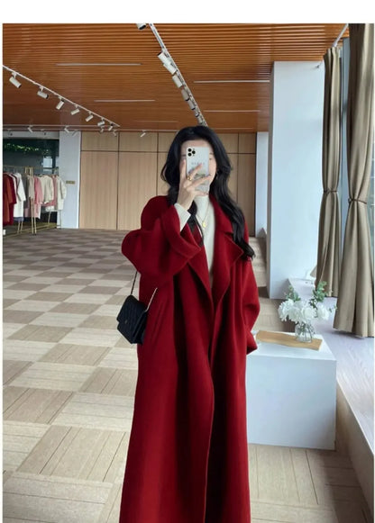 Plus Size New Hot Sale Of The Season Women's Woolen Coat Medium Length Versatile Small Size Tweed Outerwear Autumn Winter Fas...