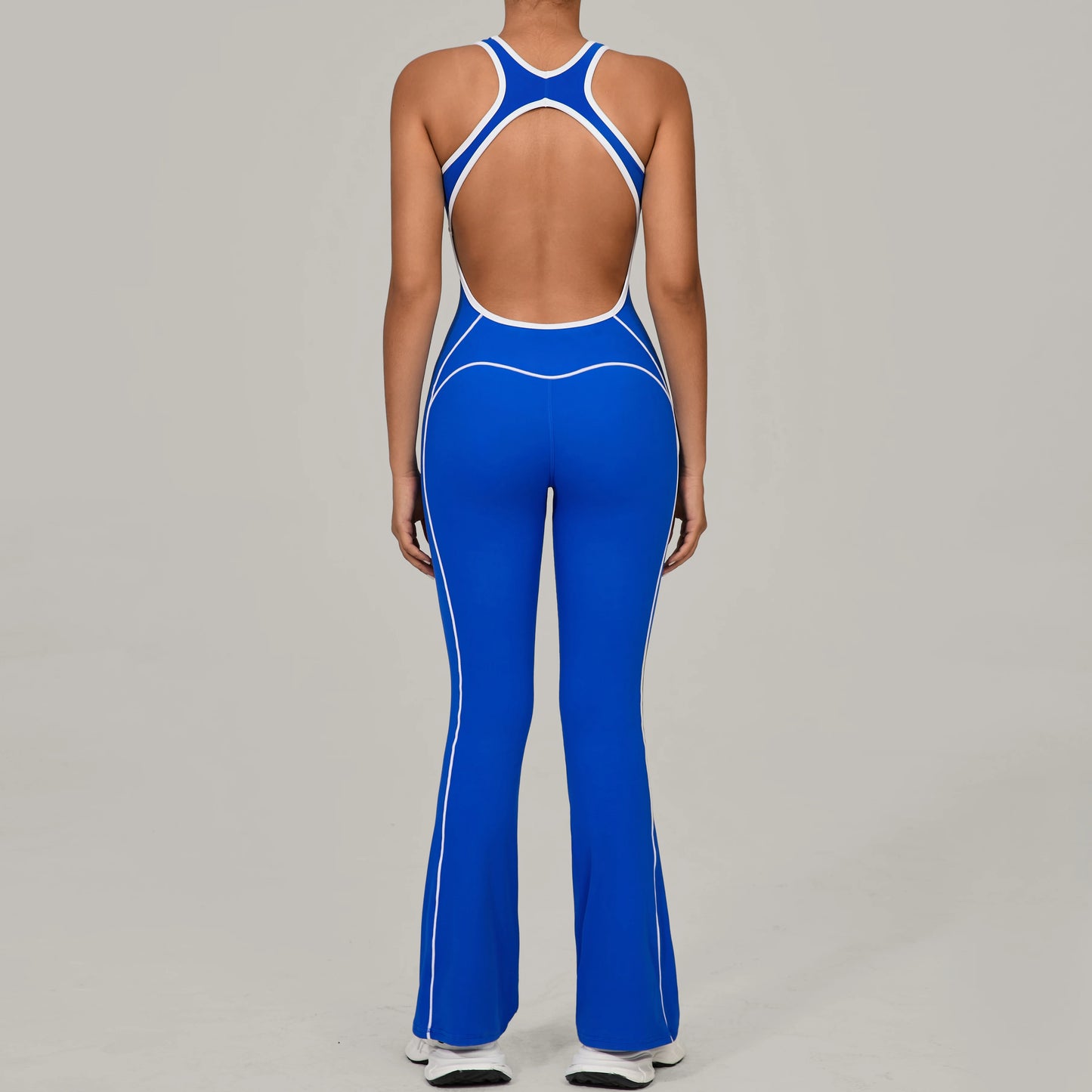 Sexy Backless Bodysuit Women's Set Tracksuits Fitness Sports Jumpsuit Yoga One-piece Suit Flared Pant Fast Dry Workout Clothes