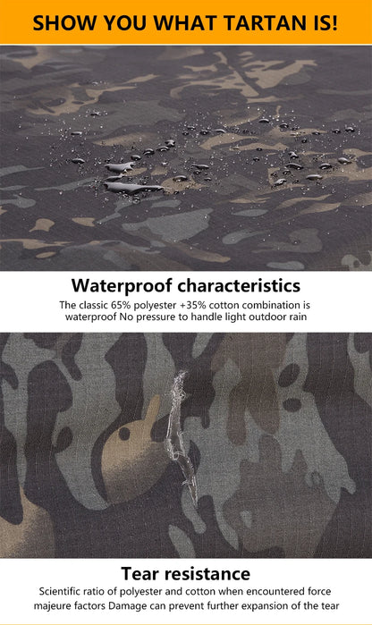 Men's Outdoor Tactical Shirts Long Sleeve Outfit Combat Shirt 1/4 Zipper Ripstop Tops Workwear pullover Camo Airsoft T-Shirts